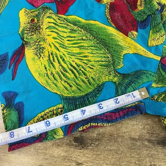 Vintage NORDSTROM High Waist Silk Fish Shorts - Picture 7 of 9